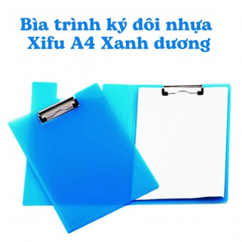 Bìa trình ký đôi nhựa Xifu A4 - Xanh dương